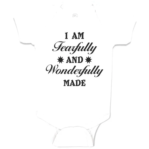 Cute Rascals Baby Bodysuit I Am Fearfully and Wonderfully Made Christian Bible Words Boy & Girl Baby Clothes Funny Cotton A White Design Only Newborn