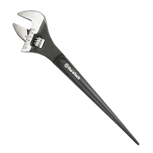 DURATECH 10-Inch Adjustable Construction Spud Wrench, Black Oxide Finish, CR-V Steel, SAE and Metric Scale Marked, Alignment Holes and Tail Crowbar Features