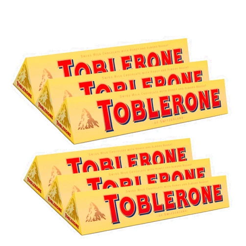 TOBLERONE SWISS MILK CHOCOLATE WITH HONEY AND ALMOND NOUGAT 6 X 100 G BARS by Toblerone