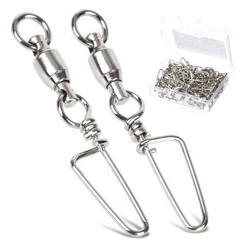 AMYSPORTS High Strength Fishing Snap Swivels Ball Bearing Swivels Stainless Fishing Swivels Saltwater Corrosion Resistance Barrel Swivel for Freshwater Fishing