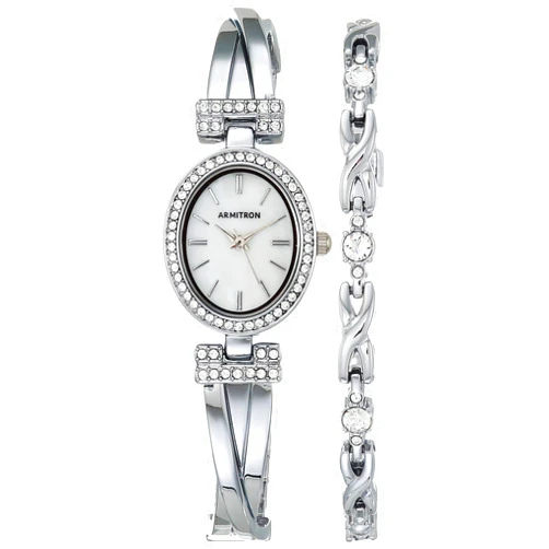 Armitron Women's Premium Crystal Accented Bangle Watch and Set