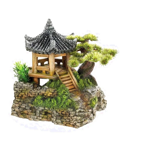 CLASSIC Lapwater Aquatics Ltd Classic Pagoda House & Plants Aquarium Ornament Fish Tank Decoration 3067