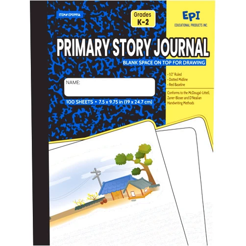 EPI Primary Ruled Composition book, 100 Sheet (200 pages), Hard Cover Black Marble Notebooks (48)