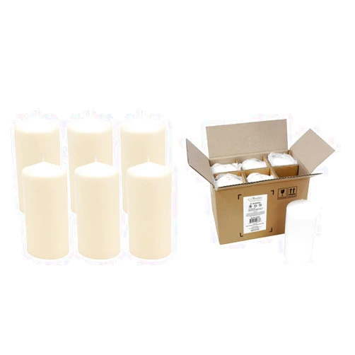 Stonebriar Unscented Ivory and White Pillar Candles Set of 12, 3x6