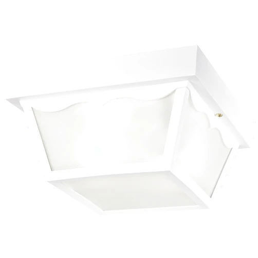 Westinghouse 6697600 Traditional Two-Light Outdoor Flush-Mount Fixture, White Finish on Polypropylene, Frosted Glass Panels