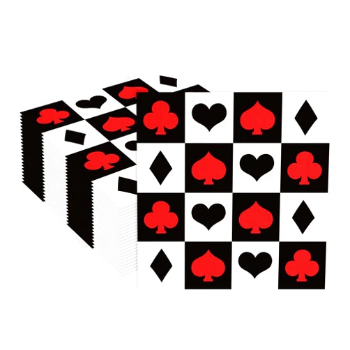 PUEVENYI 40PCS Casina Poker Party Napkins - Las Vegas Paper Napkins Bridge Beverage Napkins Folded 6.5 x 6.5 Inches Cocktail Napkins Disposable Paper Napkins for Casina Poker Theme Birthday Party Supplies