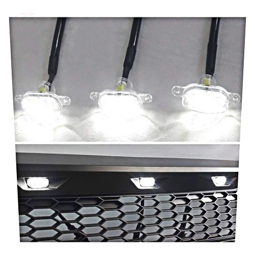 DUOYU 3Pcs Front Grille Led Lights With Wire Hardness Trim Replacement Compatible with F150 F250 External White Grill Lamps Accessories for 2004-2014 &2014-up (Grille Not Included)