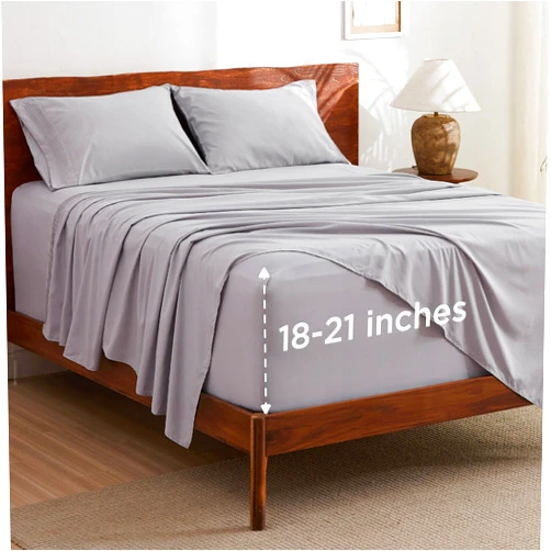 Bedsure GentleSoft Deep Pocket Queen Sheets Set - Fits Mattresses Up to 21 Inches Thick - 4 Piece Bed Sheets, Moisture Wicking, Soft & Cooling Bedsheets & Pillowcases, Easy & Secure Fit, Light Grey
