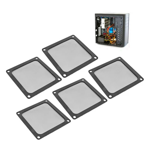 Yunseity 5PCS PC Case Dust Mesh Filter, 80x80mm / 3.1x3.1in Nylon Dust Filter Cover, Magnetic Frame Computer Cooler Fan Dust Mesh Grill Black, Supports 80mm Ventilation Holes