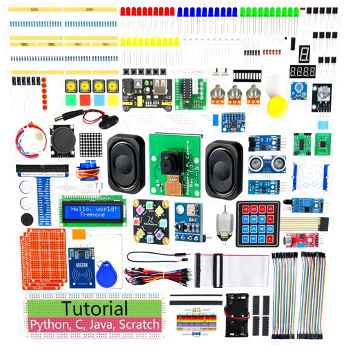 Freenove Complete Starter Kit for Raspberry Pi 5 4 B 3 B+ 400 Zero 2 W, 1170-Page Tutorial, Python C Java Scratch Processing Code, 386 Items, 164 Projects, Camera Speaker (Raspberry Pi NOT Included)