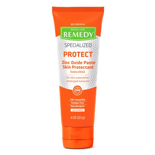 Medline Remedy Specialized Extra Thick Zinc Skin Paste (4 oz), Unscented, Micronized Zinc Oxide, Incontinence Cream, Diaper Rash, Barrier, Nourishing, Soothes Irritation, Wetness Protection