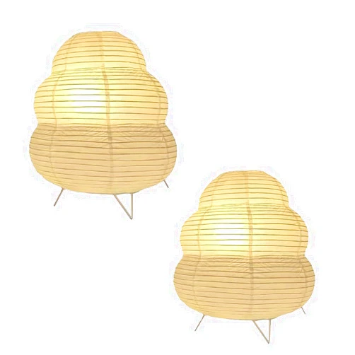 YY YEARCHY Table Lamp Paper Lamp Desk Standing Lamps with Rice Paper Shade for Bedroom Livingroom (Cloud 2 Pack)
