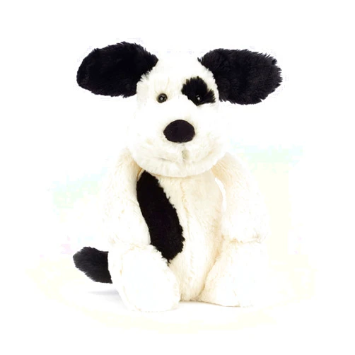 Jellycat Bashful Black and Cream Puppy Stuffed Animal, Medium 12 inches - Dogs and Puppies Plush Toy - Classic Children's Gift
