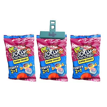 Candyya Jolly Ranchers Hard Candy Blue Raspberry 2 in 1 Fruity 6.5 Ounce Bags Individually Wrapped with Exclusive candyya clip (Pack of 3)