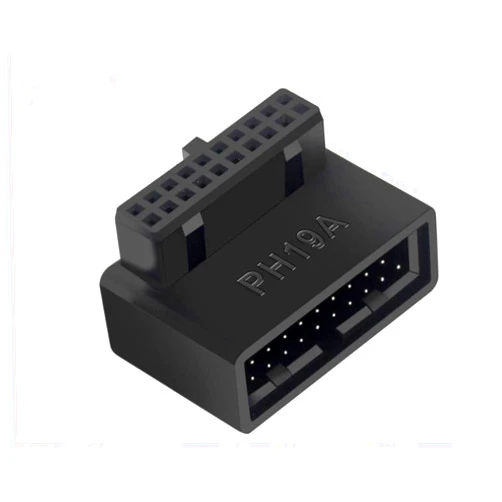 SHANFEILU USB 3.0 90 Degree Motherboard Adapter 19 Pin/20 Pin Male to Female Extension Adapter L Turn Right Angle Socket for Desktop Motherboard (Up Angle PH19A)