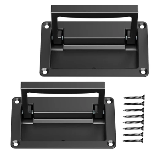 YUDTKK 2 Pack Zinc Alloy Recessed Pull Handles Container Handle Black Flush Lift Recessed Door Handle,4.33 Inch