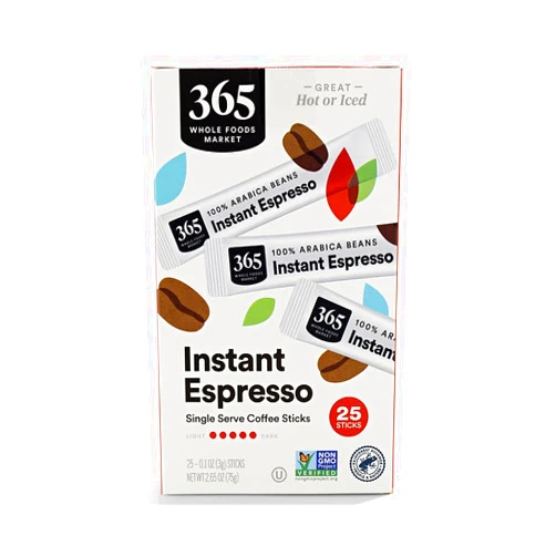 365 by Whole Foods Market, Instant Espresso, Dark Roast, 25 Single Serve Coffee Sticks, 2.65 Ounces