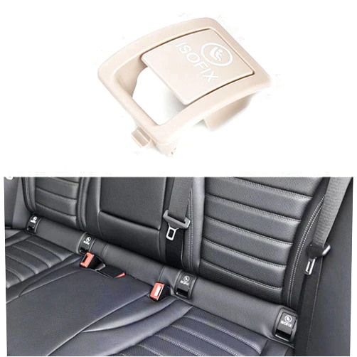 Cakievro for Mercedes W205 Car Rear Child ISOFIX Switch Seat Safety Cover for Benz C Class W205 C300 C350 C200 C180 2015-2021 2059200513 (Light Beige)