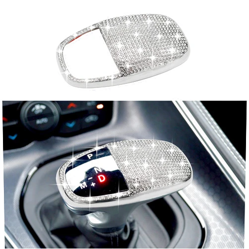 SENSHINE Gear Shift Knob Head Cover Bling Trim for Dodge Charger Challenger Accessories 2015-2023 2024 Durango 2016-2023 2024 ABS Interior Shell Insert Decoration Protector Gear Shifter Cover (White)