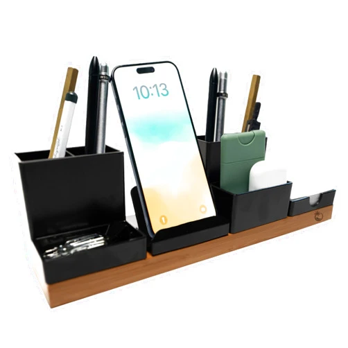 The Office Oasis The Original Magnetic Desk Organizer (As Seen On PBS) - Patented Office Supplies Holder with Customizable Trays - Black