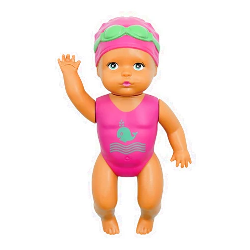 NEXTAKE Swimming Doll, Windup 6 Inch Girl Bath Toy - Backstroke & Freestyle Swim Toy