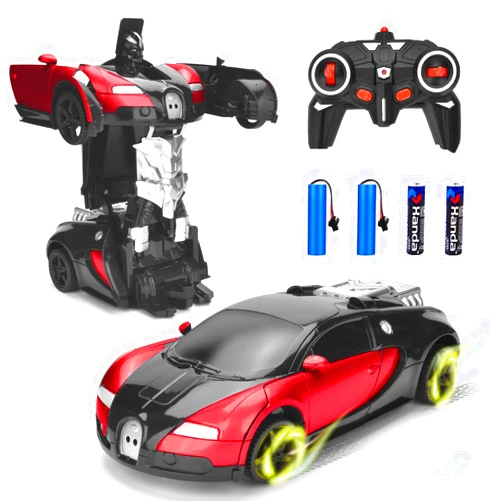 Ursulan Transform RC Car Remote Control Car with One Key Transformation, New Upgrade Deformed Robot for Kids Rechargeable Cars for Boys Age 3-8, Christmas for Boys and Girls (Red)