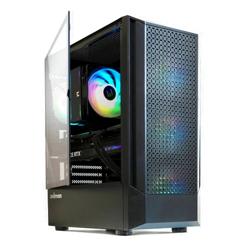 Zalman FIT Mid-Tower ATX PC Case, Includes 4 x ARGB Fans, Swing Door Tempered Glass, Supports ATX Motherboard, 325mm GPU, 360mm Radiator, USB 3.0, High Airflow RGB Gaming PC Chassis, Black