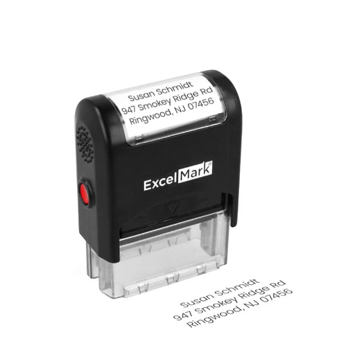 ExcelMark Custom Stamp – Clear & Crisp Impressions – Personalized Self-Inking Rubber Stamp – Use for Address Stamp and More (Small)