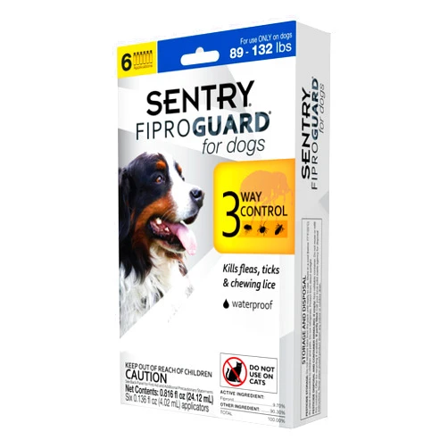 Fiproguard Sentry Fiproguard for Dogs, Flea and Tick Prevention for Dogs (89-132 Pounds), Includes 6 Month Supply of Topical Flea Treatments