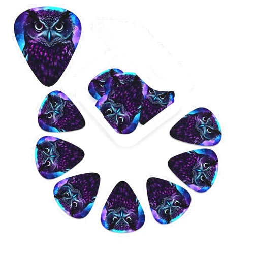 Dwrepo Purple Owl Guitar Picks 12 Pack Guitar Plectrums with Organizer Storage Box Colorful Celluloid Plectrums Includes Thin, Medium, Heavy Picks Plectrums for Acoustic Guitar Bass Picks