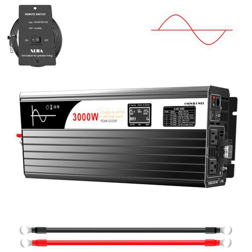 Xijia 3000W (Peak Power 6000W) Pure Sine Wave Inverter DC 72V to AC 120V 60HZ Solar Converter for Home Use car (DC72V (Range 60V-90V) 3000W)