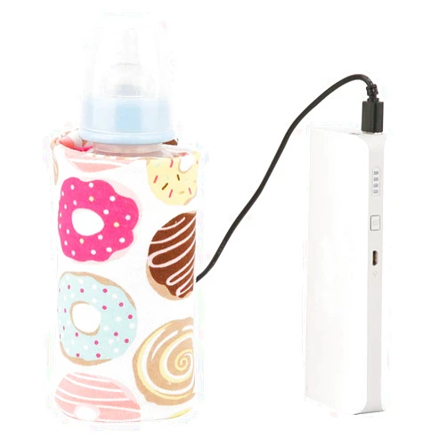 Hilitand Portable Keep Bottle Warm, USB Travel Milk Heat Keeper, Baby Bottle Keep Warmer for Car Tavel, Storage Cover Insulation Thermostat(Donut, 12)