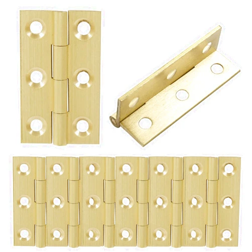 Murtenze 8 Pcs 1.5 Inch Mini Solid Brass Hinges，Brass Cabinet Hinges Small Box Hinges Butt Hinges for Cabinet, Drawer, Wood Box