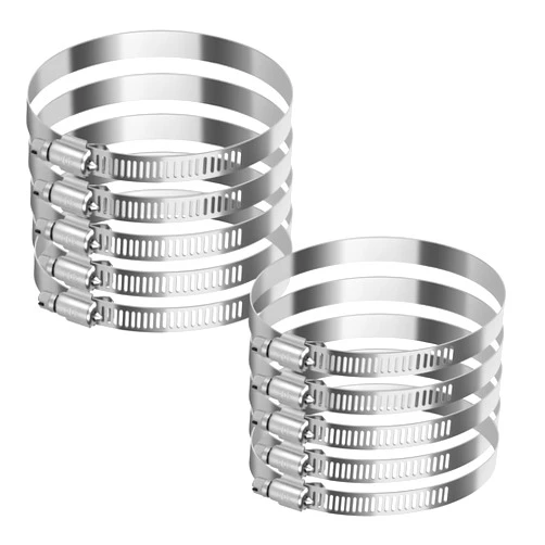 Gudui 10 Pcs 5 Inch Hose Clamp, Stainless Steel Hose Clamps for 4 to 5 Inch Hose Pipe, Adjustable Worm Gear Drive Clamps Assortment Kit for Automotive, Dryer Vent, Duct, Fuel Line