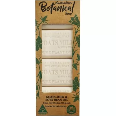 Australian Botanical Soap Goats Milk and Soya Bean Oil Triple-Milled, 8 Bars