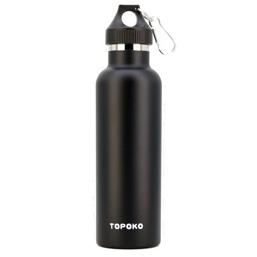 TOPOKO Colored Non-Rusty Stainless Steel Vacuum Water Bottle Double Wall Insulated Thermos, Sports Hike Travel, Leak Proof, BPA Free, 25 oz, Grey (Black)