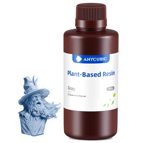ANYCUBIC 3D Printer Resin with Low Odor and Safety, 405nm UV Plant-Based Rapid Resin with High Precision and Quick Curing for LCD 3D Printing (Grey, 500g)