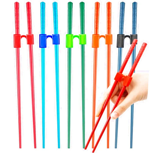 Fejapa 5 Pairs Reusable Chopstick Helpers Dishwasher Safe Training Chop sticks Adult Practice Chopsticks Beginners Right Left Handed Chinese Sticks Learning Chopsticks Holder with Clip Trainer