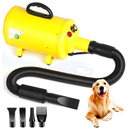 VOWNER Dog Hair Dryer, 3.8HP 2800W Pet Grooming Blower for Large Dogs Hair Force Blaster with Heat, Stepless Speed Adjustable Strong Power Wind, Yellow