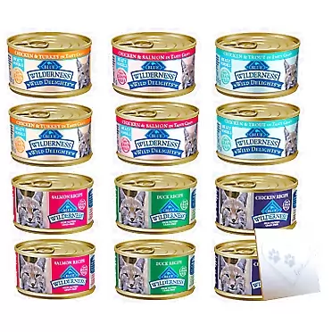 CHRONOS ENTERPRISES LLC Buffalo Blue Cat Food Variety Sampler - 6 Flavors: Duck, Salmon, Chicken, Chicken & Turkey, Chicken & Trout, Chicken & Salmon ( 3oz Each, 36oz Total)