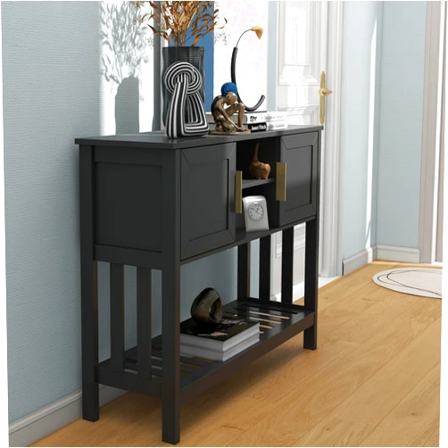 TaoHFE Console Table with Storage with Doors, Entryway Console Table with Doors, Modern Sofa Table for Hallway, Living Room, Dining Room, Console Table of Practical Type for Home, Black