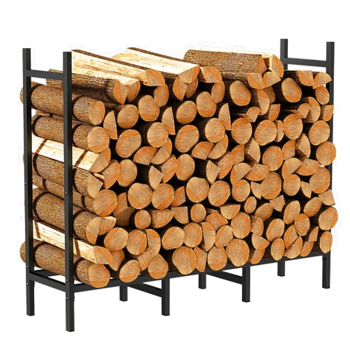 NANANARDOSO 4ft Outdoor Indoor Firewood Rack Holder for Fireplace Wood Storage, Adjustable Stacker Stand, Heavy Duty Fire Logs Stand Stacker Holder for Fireplace Metal Lumber Storage Carrier Organizer