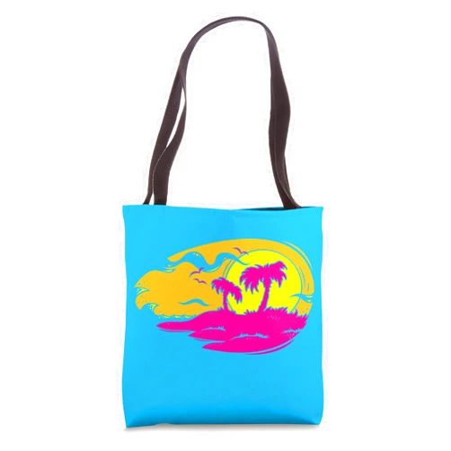 Visit The Tropical Sunset Apparel Tropical Sunset Beach Vacation Palm Trees Tote Bag