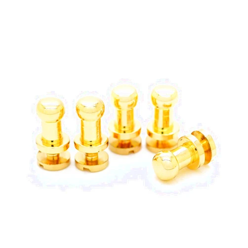CRAFTMEMORE Solid Brass Ball Head Stud Screw Back Nipple Rivet Studs Button Strap Stopper Leathercraft 10 Pack SCBH (Gold, 5 mm)