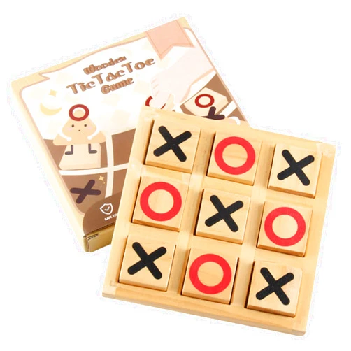 Pedolini Wooden Tic Tac Toe Game - 5.9 Inch Small Travel Board Games - Tic Tac Toe Coffee Table Decor