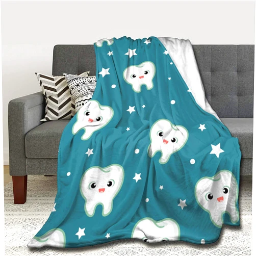 Pindola Funny Teeth Throw Blanket Warm Lightweight Soft Cozy Warm Home Decoration 50