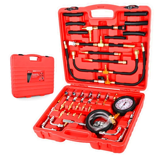 Nilight Fuel Injection Pressure Tester Kit, 0-140 PSI Fuel Pressure Gauge Master Automotive Test Tool for Most Car Truck Motorcycle SUV ATV RV