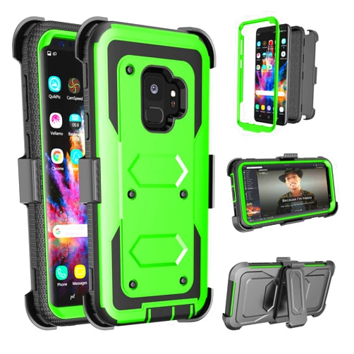 Tinysaturn Galaxy S9 Case, Tinysaturn Phone Case for Samsung Galaxy S9 Belt Clip Holster Heavy Duty Shockproof Full Body Protective Cover Hard Shell & Kickstand Case for Samsung Galaxy S9-Green