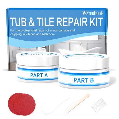 Waterfresh Cracked Porcelain Sink Repair Kit White, High-Gloss Porcelain Repair Kit White, Porcelain Chip Fix for Sinks, Tiles on Enamel, Acrylic, Fiberglass, Ceramic, Shower Kit & Tray