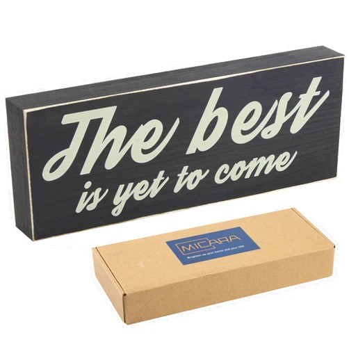 MICARA Home Office Desk Decor Black Box Sign, Vintage motivational Cubicle Decorations with Inspirational Quotes, Rustic Farmhouse Gift for Women, The Best Is Yet To Come, L